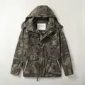 Men's vintage American style camouflage cotton jacket with hood and multi-pockets - 3XL / Tops / Desert Camouflage