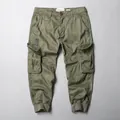 Men's olive green casual loose fit cotton cargo cropped pants with functional side pockets - 38 / Bottoms / Army Green