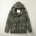 Veste camouflage à capuche pour homme en coton rétro americano avec multiples poches - Camouflage Vert
