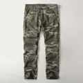 Men's cotton camouflage casual pants with a washed finish and classic cargo styling - 38 / Green Camouflage