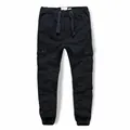 Heavyweight fleece-lined men's cargo joggers with multi-pockets and elastic waist - S / Bottoms / Crane Blue