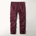 Premium men's burgundy casual cotton straight-leg pants laid flat on white surface - 38 / Burgundy