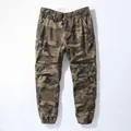 Vintage cotton camouflage cargo pants for men with joggers cuffs on white background - 38 / Bottoms / Desert Camouflage