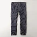 Men's dark grey cotton work casual trousers with washed finish and straight leg fit. - 38 / Dark Gray