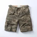 Retro men's cotton camouflage cargo shorts with multi-pocket design and adjustable waist - 28 / Bottoms / Desert Camouflage