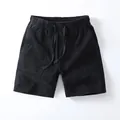 American retro style men's black cotton casual shorts with elastic drawstring waist - S / Bottoms / Black