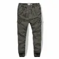 Men's winter heavy fleece-lined cargo pants with multiple pockets in olive green - S / Bottoms / Army Green