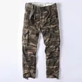 Pantalon cargo rétro pour homme en coton camouflage avec plusieurs poches et coupe droite - Camouflage Sable (368)