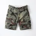 Classic men's vintage cotton camouflage cargo shorts with a multi-pocket casual design - 38 / Bottoms / Forest Camouflage (185-1)