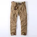 Vintage style khaki cotton cargo pants for men with multi-pocket relaxed fit design - 38 / Bottoms / Dark Khaki (368)
