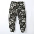 Premium vintage men's camouflage cargo jogger pants with loose fit and side pocket detail - 29 / Bottoms / Grey Camo