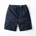 Classic navy blue vintage cotton casual shorts for men with drawstring elastic waist. - S / Bottoms / Dark Navy Blue