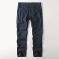 Men's navy blue casual cotton work trousers with a classic straight-leg fit design - Sapphire Blue