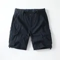 Men's vintage navy blue cargo shorts with multiple pockets and loose fit - 38 / Bottoms / Klein Blue