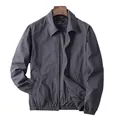 Men's American vintage washed cotton workwear jacket with zip closure in charcoal grey - S / Tops / Dark Gray