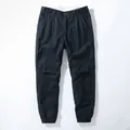 Classic men's navy blue cotton cargo joggers with elastic cuffs and knee seams - 38 / Bottoms / Crane Blue