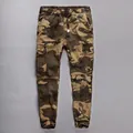 American style men's camouflage cotton cargo joggers with elastic waist and cuffs - Yellow Camouflage