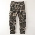 Classic vintage cotton camouflage cargo pants with multi-pockets and straight leg fit - 38 / Bottoms / Desert Camouflage