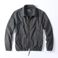 Vintage dark grey men's workwear jacket featuring a classic collar and front zipper - S / Tops / Dark Gray