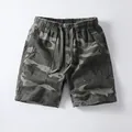 Vintage-Camouflage-Baumwollshorts mit elastischem Bund und Kordelzug für Herren - Grün Camouflage