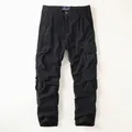 Vintage style men's black cotton cargo pants featuring multiple functional pockets - 38 / Bottoms / Black