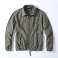 Premium men's vintage olive green cargo jacket with zip closure and elastic cuffs detail. - Army Green