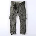 Pantalon cargo vintage en coton olive pour hommes avec poches multiples et coupe décontractée - Vert Armée Clair (368)