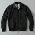 Chaqueta bomber negra acolchada para hombre con forro de cuadros y cremallera - S / Tops / Negro