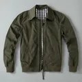Chaqueta de aviador acolchada para hombre verde oliva con solapa y forro de cuadros - S / Tops / Verde Militar