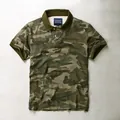 Stylish men's short-sleeved camouflage polo shirt crafted from breathable cotton fabric - S / Tops / Camouflage