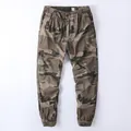 Casual men's camouflage cargo jogger pants featuring an elastic drawstring waist - S / Bottoms / Desert Camouflage