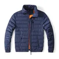 Men's navy blue padded puffer jacket with orange lining for winter warmth and style - S / Tops / Sapphire Blue