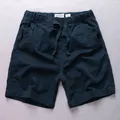 Men's navy blue cotton casual shorts featuring an elastic waistband and drawstring detail - S / Bottoms / Sapphire Blue