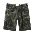 Men's cotton tiger stripe camouflage cargo shorts with adjustable waist and utility pockets. - Black Eagle Camouflage