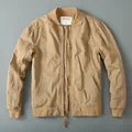 Chaqueta bomber vintage caqui para hombre con cuello acanalado y diseño cortavientos - S / Tops / Caqui Oscuro