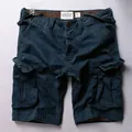 Men's American retro navy blue heavy-duty cotton cargo shorts with multiple utility pockets - 28 / Bottoms / Dark Navy Blue
