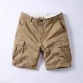Pantalones cortos cargo de algodón caqui de alta calidad para hombre con bolsillos grandes - 38 / Bottoms / Caqui Oscuro