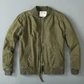 Chaqueta bomber vintage americana verde oliva para hombre con cuello alto cortavientos - S / Tops / Verde Militar