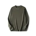 Plano profesional de una camiseta de algodón de manga larga y cuello redondo para hombre verde - S / Tops / Verde Militar