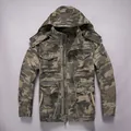 Vintage men's camouflage hooded workwear jacket featuring a functional multi-pocket design - S / Tops / Desert Camouflage