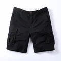 Pantalones cortos tipo cargo para hombre en algodón negro con bolsillos laterales - 38 / Bottoms / Negro