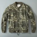 Chaqueta bomber vintage de camuflaje para hombre con cuello cortavientos - S / Tops / Camuflaje Verde