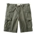 Men's olive green cotton cargo shorts with utility pockets and adjustable waist straps - 38 / Bottoms / Army Green
