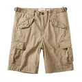 Men's cotton cargo shorts in khaki with multi-pockets and waist adjustment - 38 / Bottoms / Khaki