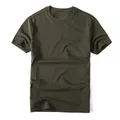 T-shirt classique haut de gamme en coton vert olive à manches courtes et col rond pour homme - M / Hauts / Vert Militaire