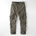 Classic American retro cotton cargo pants with multiple pockets loose straight fit design - 38 / Dark Army Green