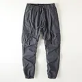 Retro inspired men's loose fit cargo pants with multiple pockets in dark grey color - S / Bottoms / Dark Gray