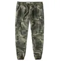 Men's camouflage cargo jogger pants with elastic drawstring waist and side pockets - S / Bottoms / Green Camouflage