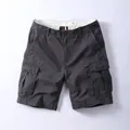 Pantalones cortos tipo cargo de algodón gris oscuro para hombre con múltiples bolsillos - 38 / Bottoms / Gris oscuro
