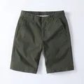 Men's retro cotton cargo shorts in olive green summer casual style for outdoor activities - Dark Army Green